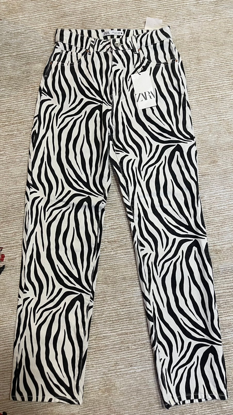 Zara Zebra Print Jeans - Nieuw met kaartje, Zwart, Nieuw, Ophalen of Verzenden, Maat 36 (S)