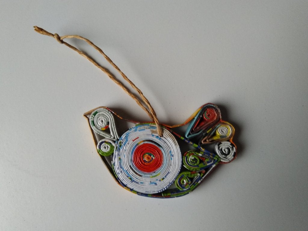 papieren kerstboomhanger vogel, Diversen, Ophalen of Verzenden, Zo goed als nieuw