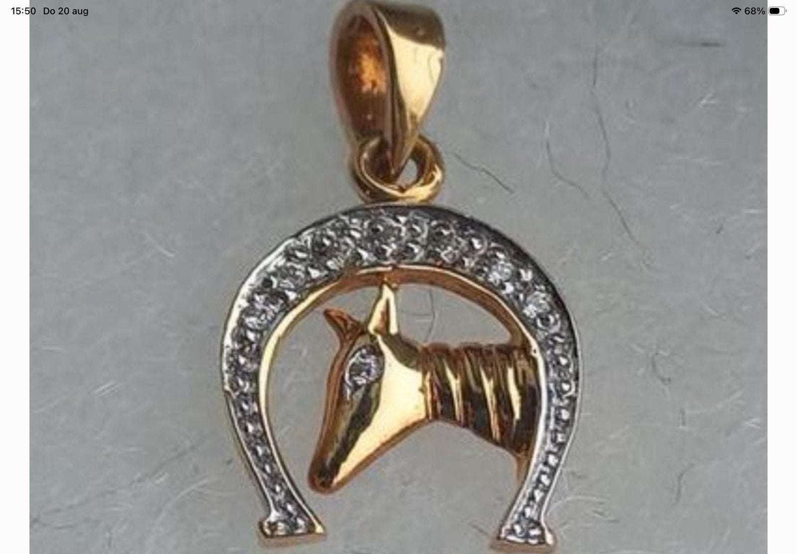 Prachtige vintage hanger Kettinghanger paard Diamanten 18 k, Verzenden, Zo goed als nieuw, Met edelsteen, Goud