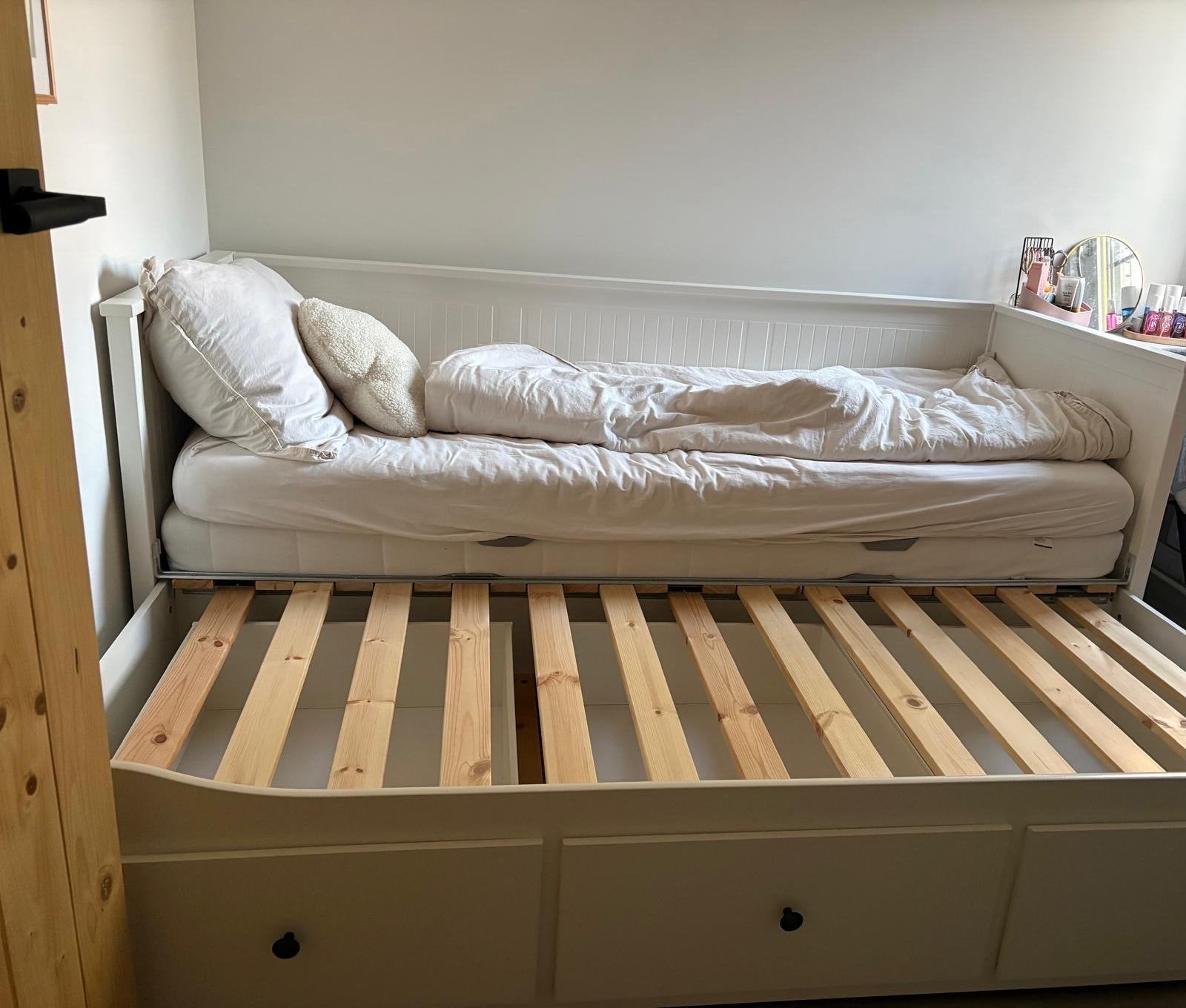 IKEA Hemnes Bedbank met 3 lades - Wit, Ophalen, Verstelbaar, Wit, Tweepersoons
