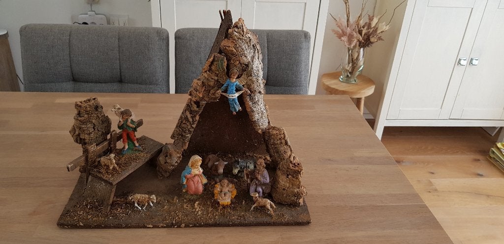 Vintage kerststal , Ophalen of Verzenden, Gebruikt