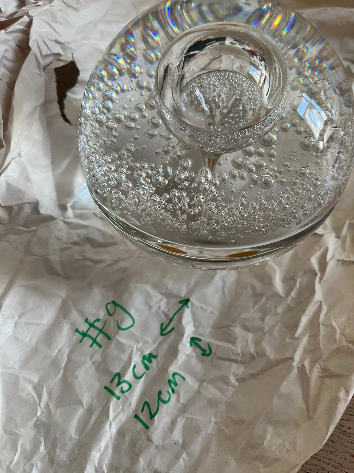 Kristallen bubble glas decoratie paperweight - Vintage, Ophalen of Verzenden