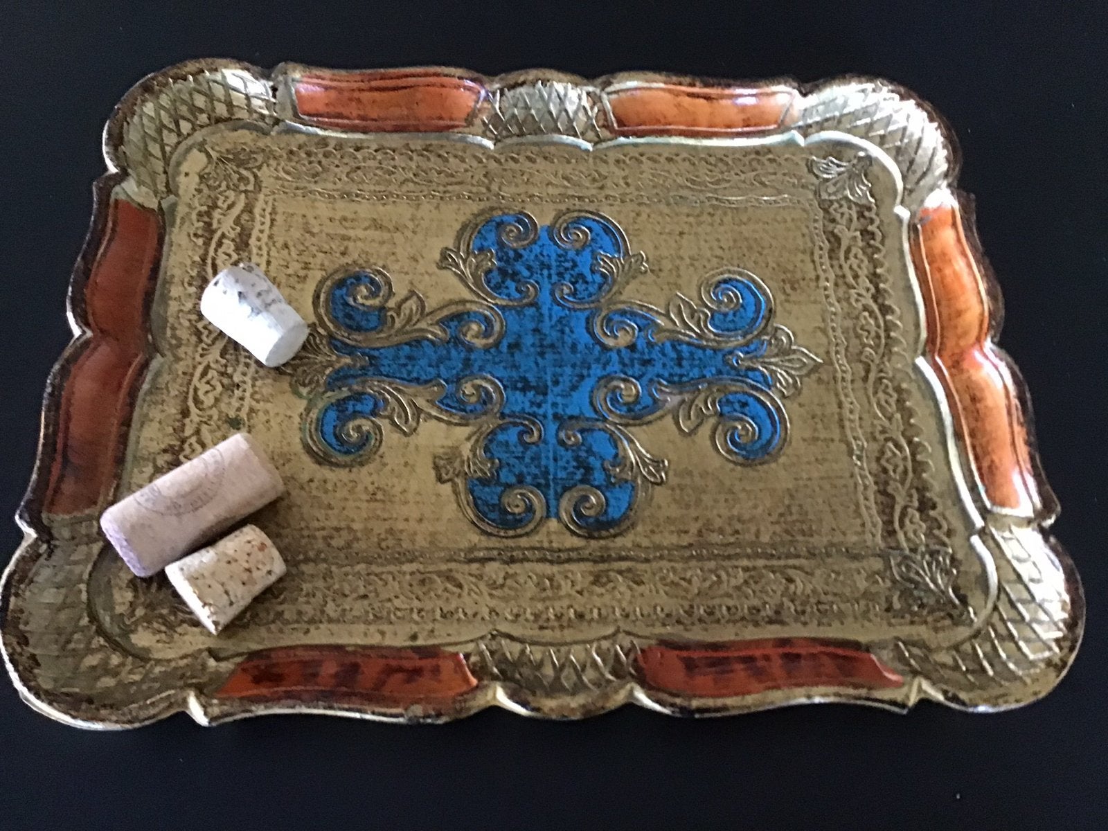 Florentijns Italiaans dienblad - 30 x 23 cm, Ophalen of Verzenden, Zo goed als nieuw, Dienblad, Met afbeelding/tekst