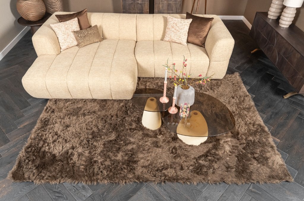 Vloerkleed Laska l Whoon | Byboo l van €419,- voor €249,-, Ophalen, Bruin, 200 cm of meer, Zo goed als nieuw