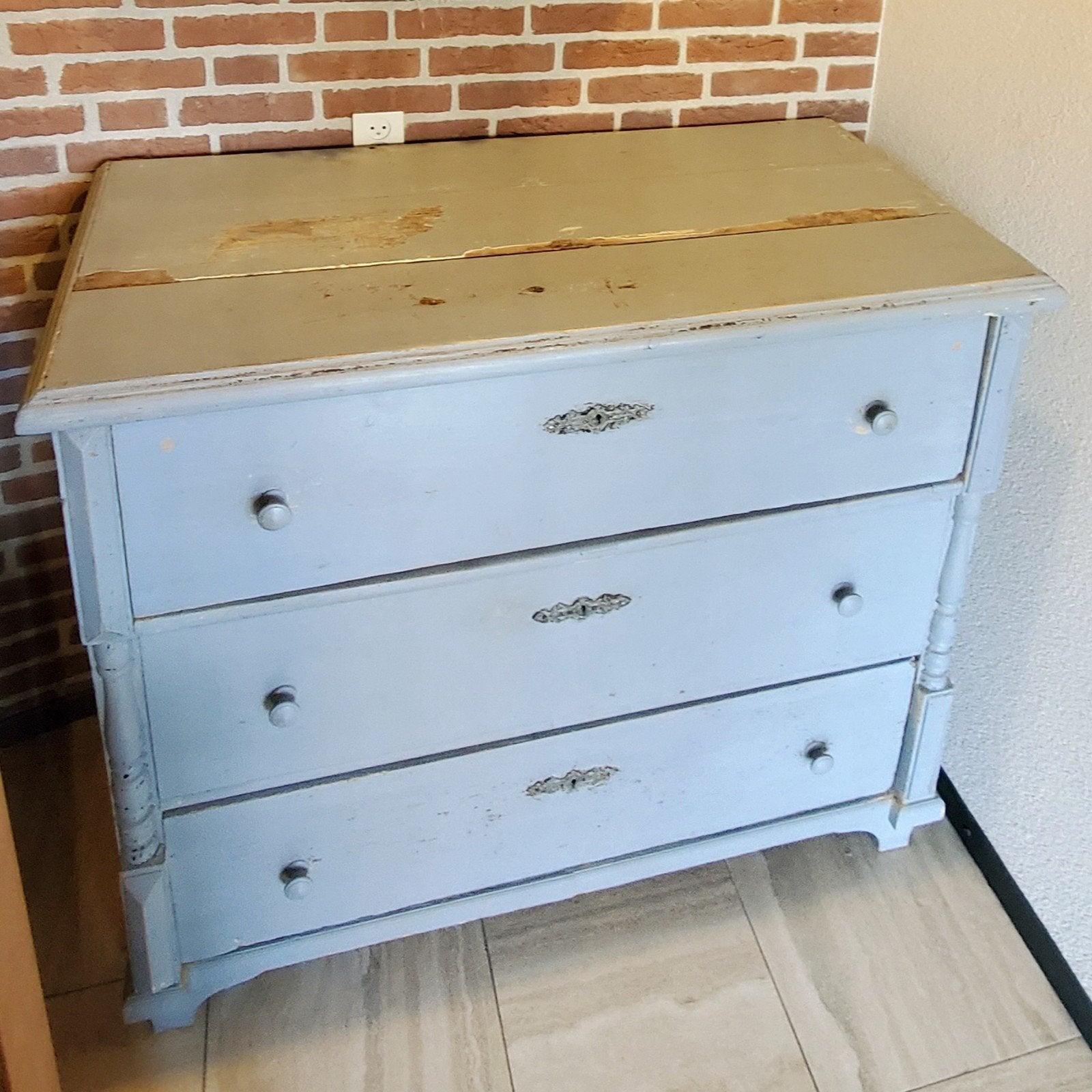 Oud Grenen Vintage/Brocante ladekast., Ophalen