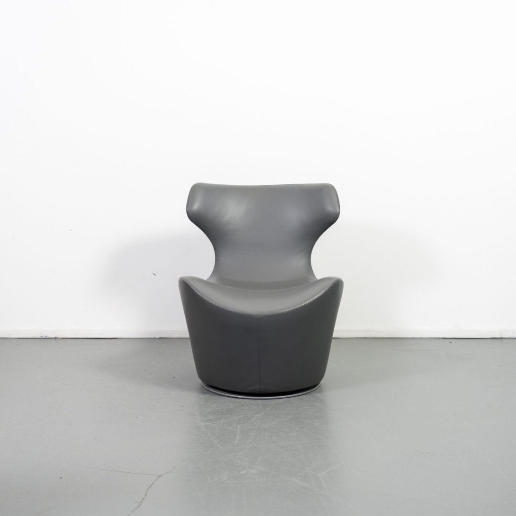 B&B Italia Piccola Papilio Fauteuil Grijs Leer + Hocker, Huis en Inrichting, Niet ingevuld, Zo goed als nieuw, Niet ingevuld, Niet ingevuld