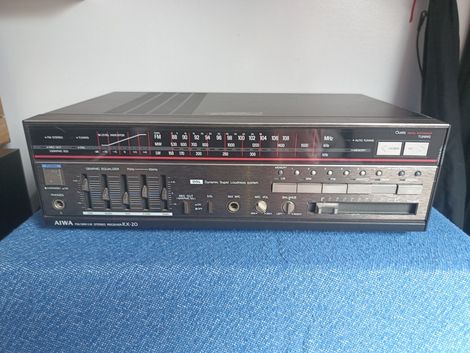 AIWA FM/MW/LW Stereo Receiver RX-20 met Graphic Equalizer, Overige merken, Gebruikt, Ophalen of Verzenden, Minder dan 60 watt