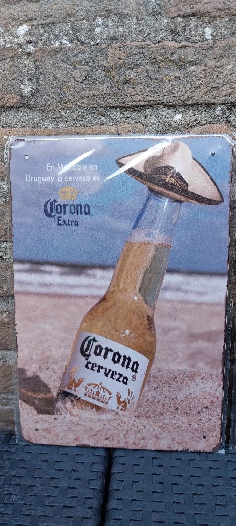 Metalen reclamebord Corona (nr11), Ophalen of Verzenden, Nieuw, Reclamebord, Plaat of Schild, Overige merken