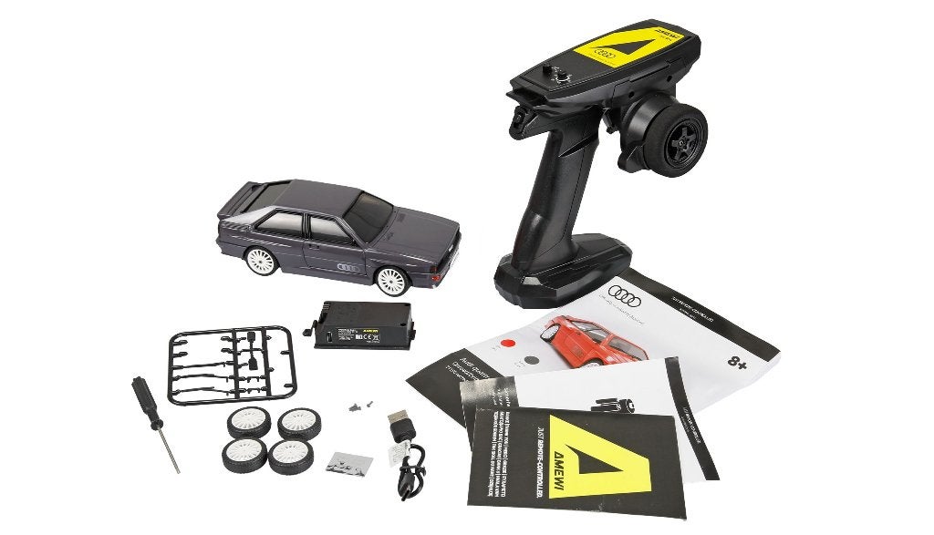 Audi quattro 1980 Onroad/Drift with Gyro 4WD 1/28 RTR Grey, Verzenden, Nieuw, Overige schalen, Auto onroad