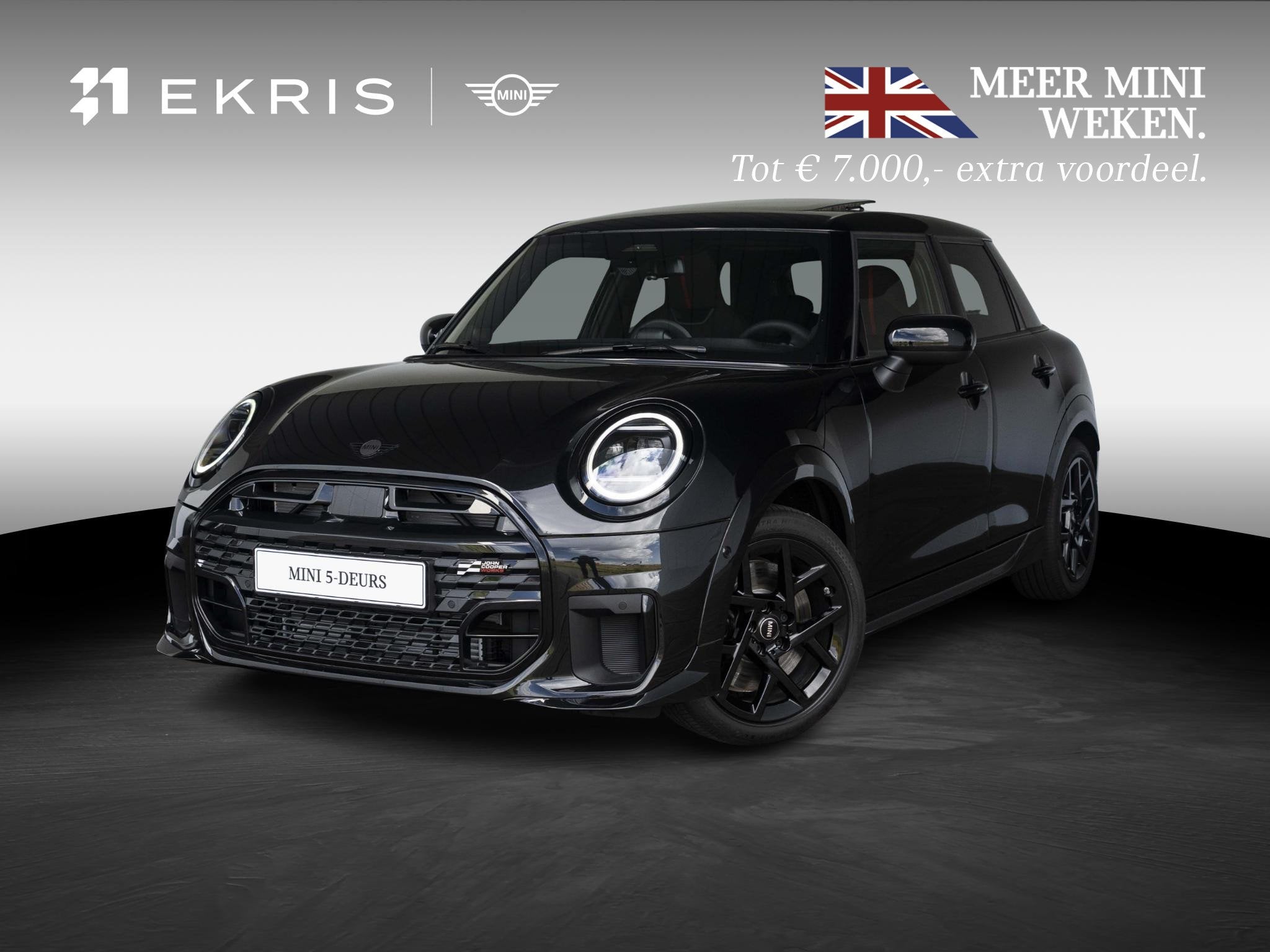 MINI 5-Deurs Cooper C John Cooper Works | Pakket M, Stuurwielverwarming, 156 pk, Leder en Stof, Zwart