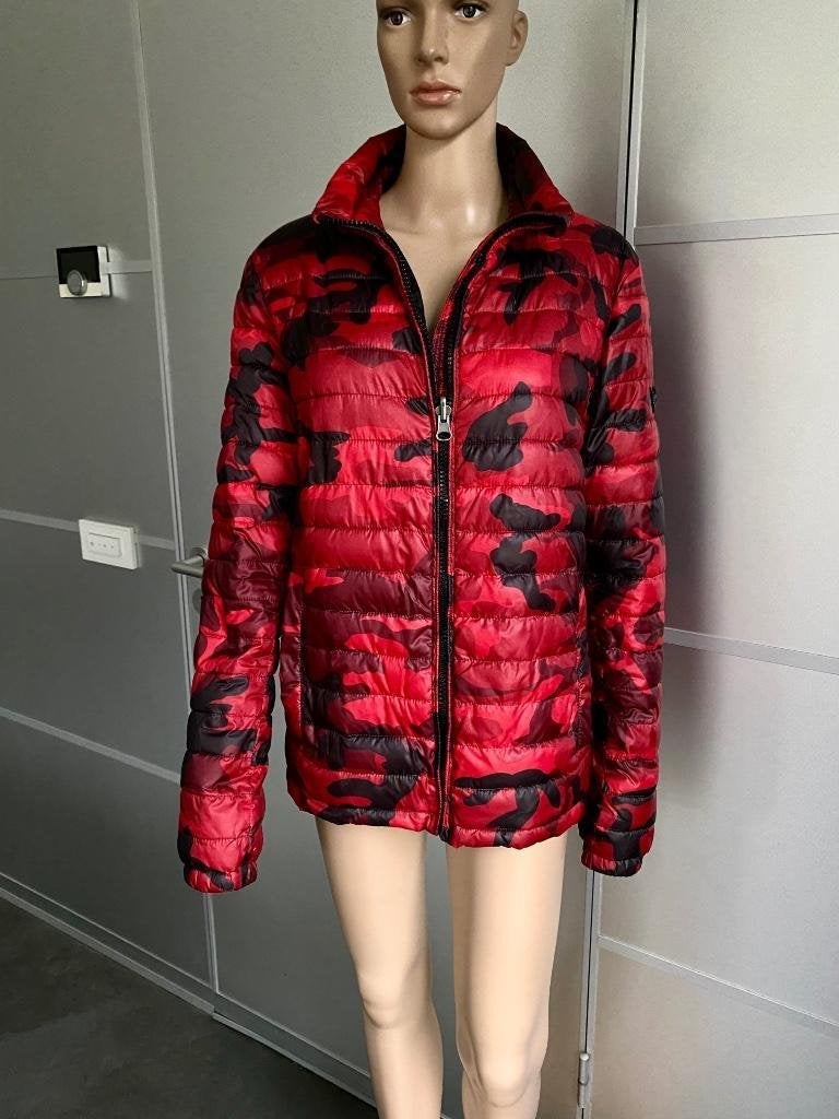 i639 Airforce maat 40=M jas winterjas jack puffer rood/zwart, Maat 38/40 (M), Airforce, Ophalen of Verzenden, Zo goed als nieuw