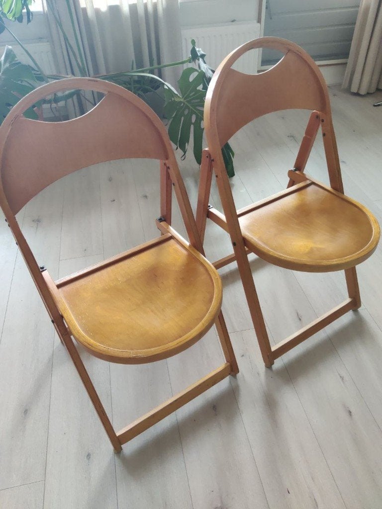 Vintage OTK klapstoelen Deens jaren 50/60, Ophalen, Gebruikt, Bruin
