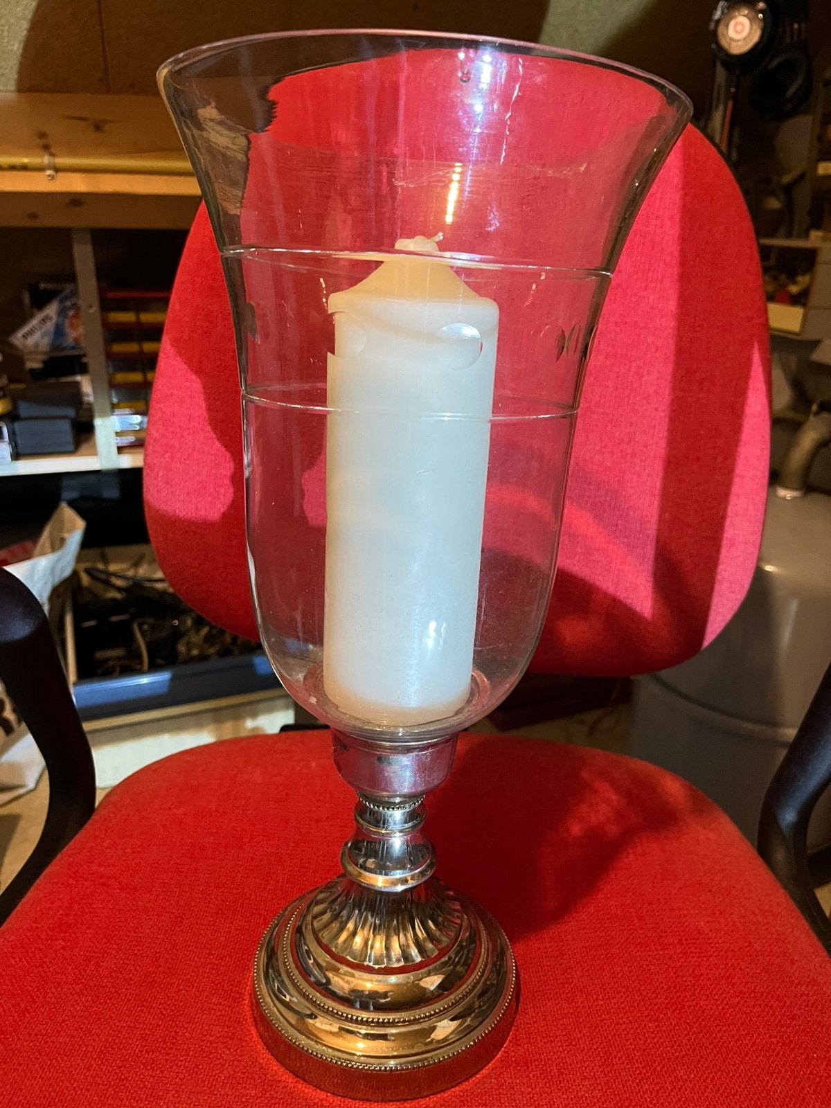 Mooi groot windlicht, Ophalen of Verzenden, 40 cm, Kaars, Glas