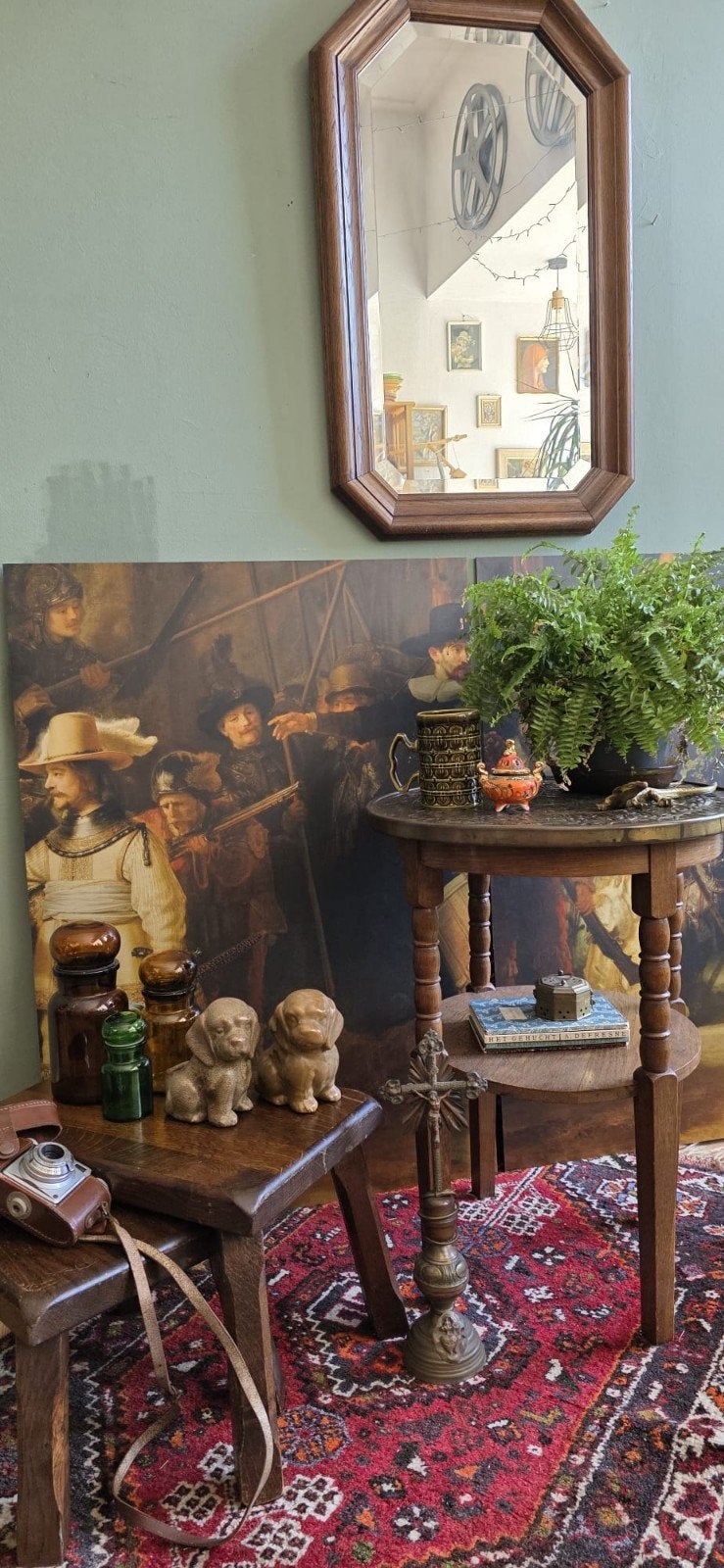Lucky Vintage bijzettafel of rooktafel koperen bovenblad, Antiek en Kunst, Ophalen