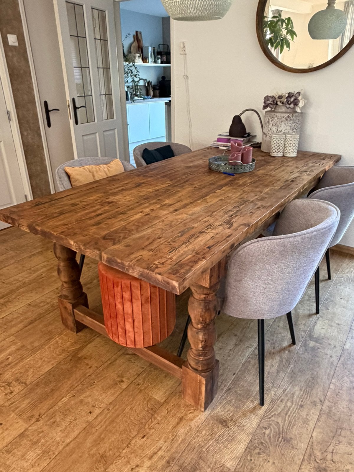 Eetkamertafel kloosterstijl met kolompoten, Ophalen, 200 cm of meer, 50 tot 100 cm, Zo goed als nieuw