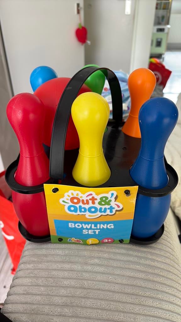 Plaatic bowlingset 3*, Kinderen en Baby's, Ophalen of Verzenden, Zo goed als nieuw