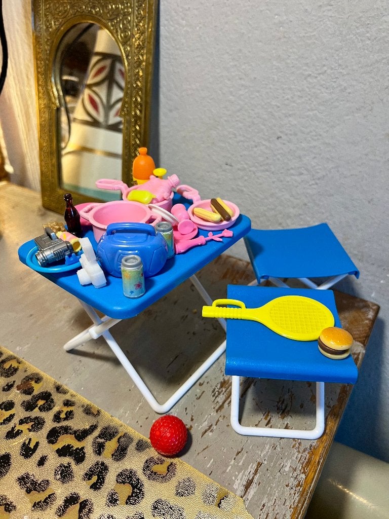 Vintage retro Mattel Barbie Sindy Fleur kampeer picknick set, Ophalen of Verzenden, Zo goed als nieuw, Accessoires