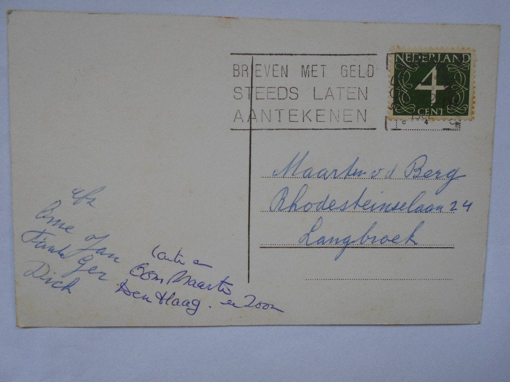 Willem II sigarendoos op tafel oude felicitatie reclamekaart, Ophalen of Verzenden, 1940 tot 1960, Gelopen, Overige thema's