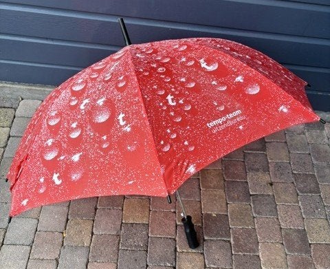 Paraplu Tempo Team rood lengte 80cm Ø120cm, Ophalen of Verzenden, Zo goed als nieuw, Rood