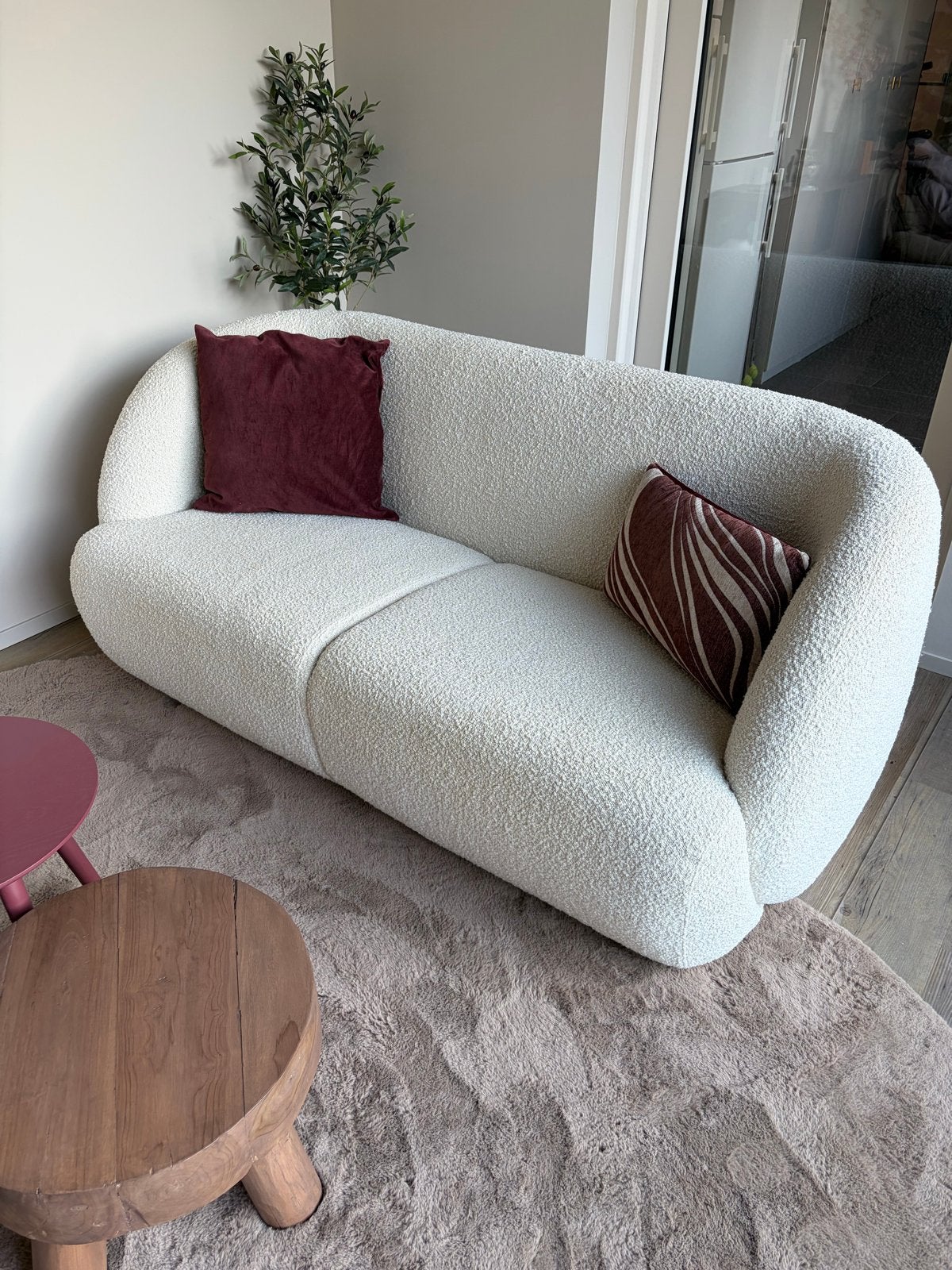 Boucle 2-zits bank - Crème Sofa company, Ophalen, Gebruikt, Minder dan 75 cm, 150 tot 200 cm