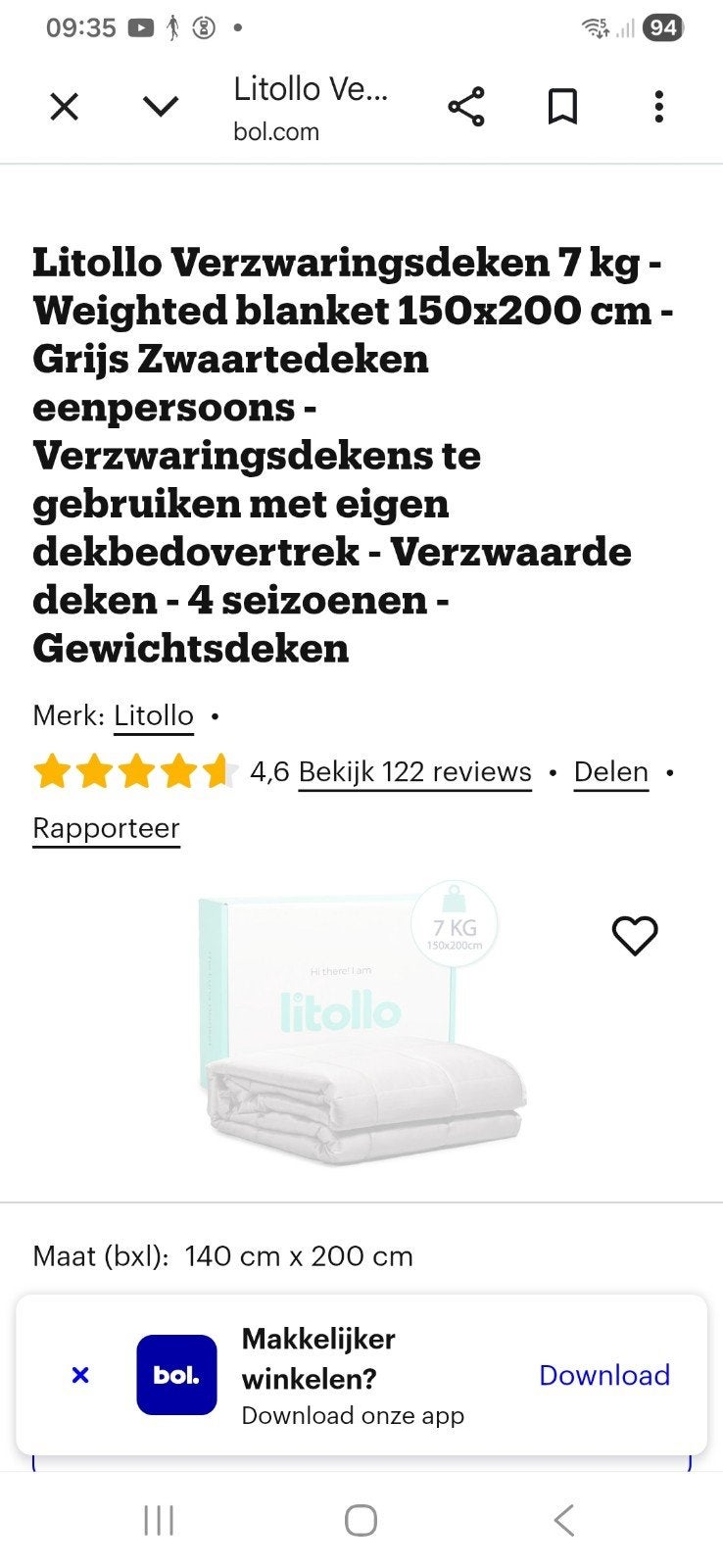 verzwaringsdeken  150 / 200, Ophalen, Eenpersoons, Nieuw, Deken of Dekbed