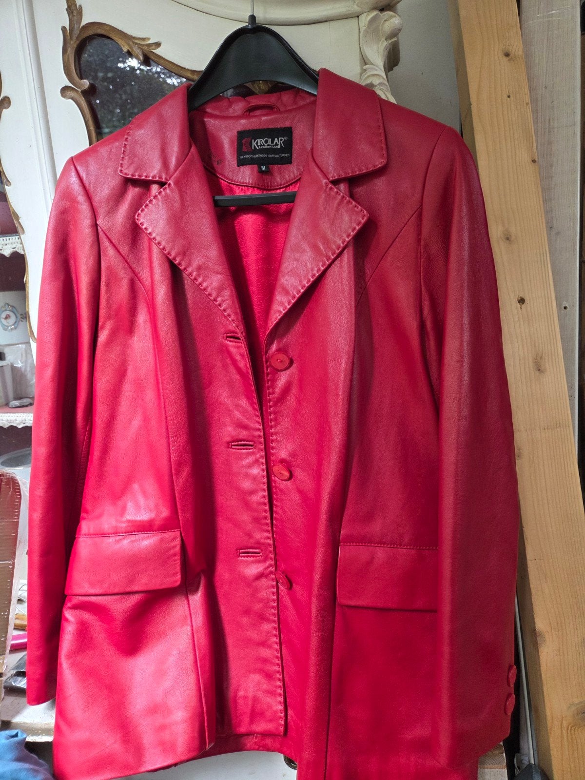 Rood leren jasje. Maat M. Nieuwstaat, Kleding | Dames, Ophalen of Verzenden, Nieuw, Maat 38/40 (M), Rood