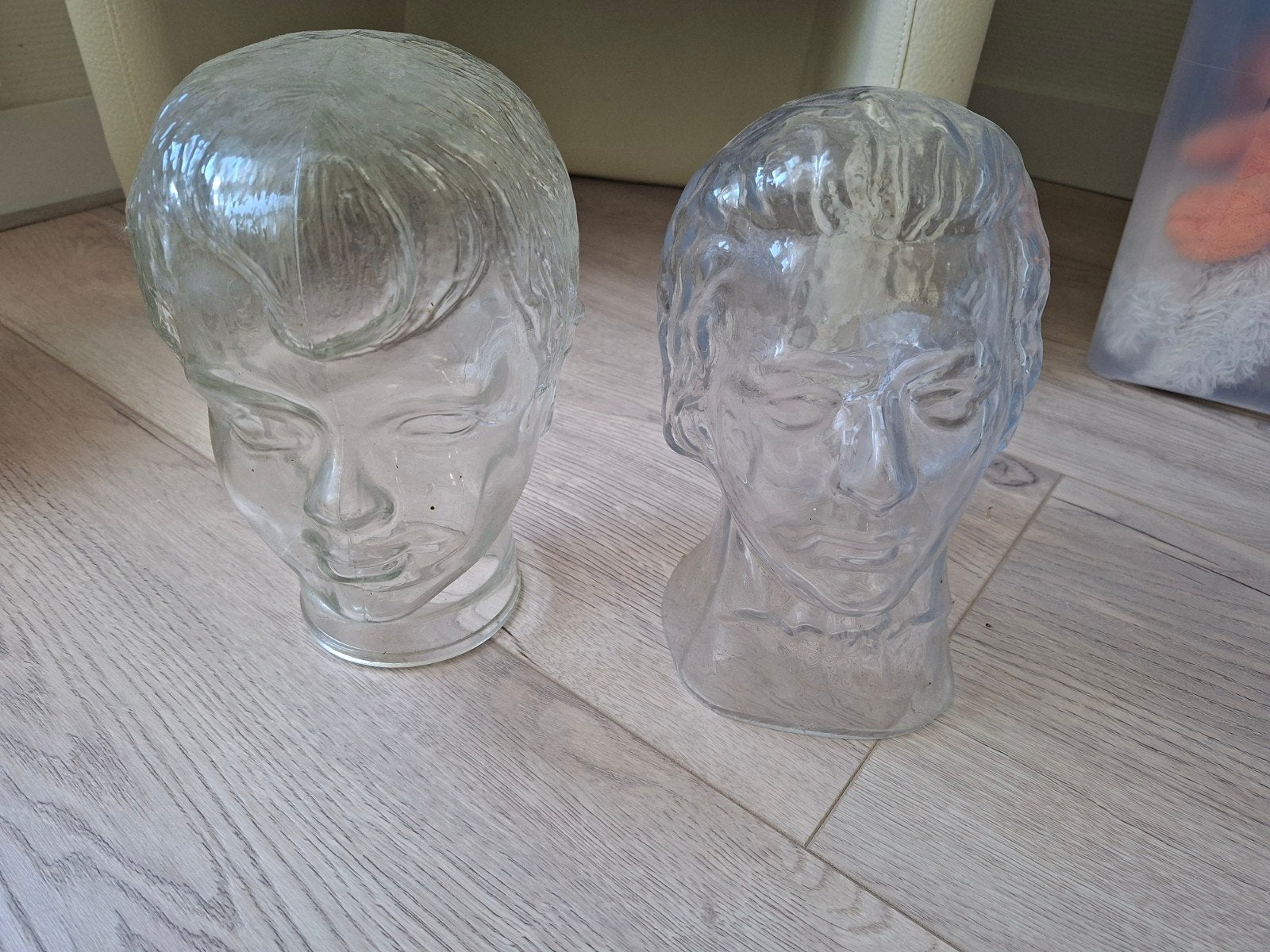 2 Vintage Glazen hoofden, Ophalen of Verzenden