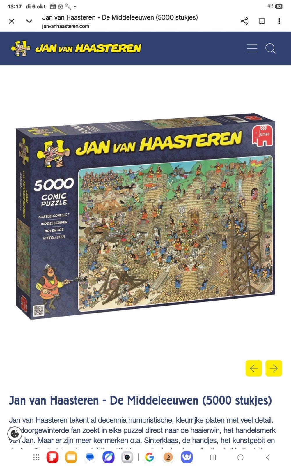Jan van Haasteren - De Middeleeuwen (5000 stukjes), Ophalen of Verzenden, Meer dan 1500 stukjes, Nieuw, Legpuzzel