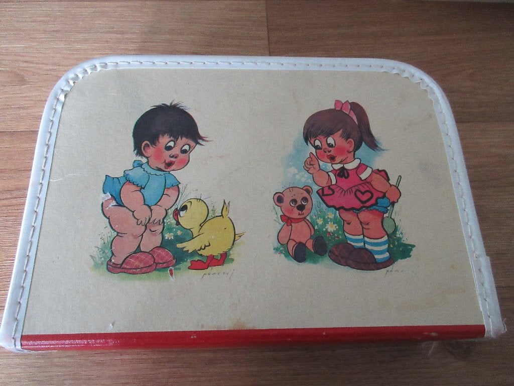 Vintage kinderkoffertje 30 x 21 x 9 cm., Ophalen of Verzenden, Gebruikt, Jongen of Meisje
