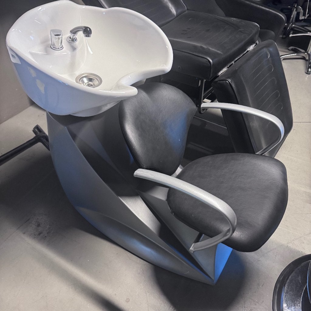 wasunit haren wassen wasbak kapper kapsalon zwart wit, Ophalen, Zwart, Overige materialen, Overige stijlen