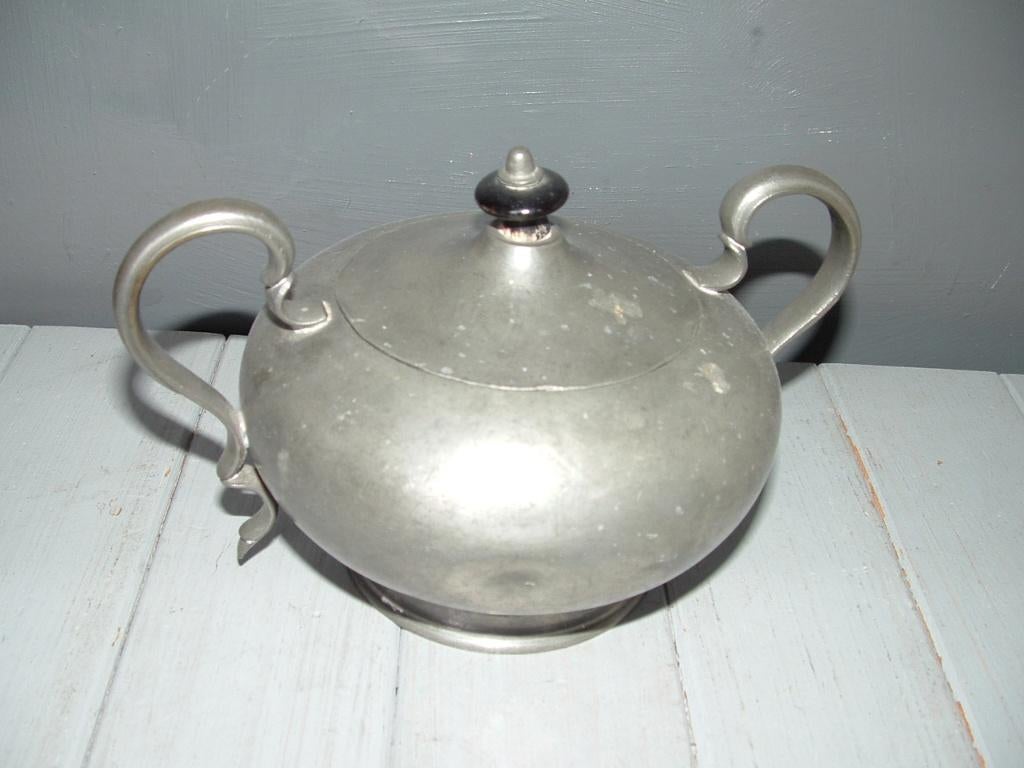 Antiek James Dixon & sons Sheffield tinnen 1556 suikerpotje, Antiek en Kunst, Antiek | Tin, Ophalen of Verzenden