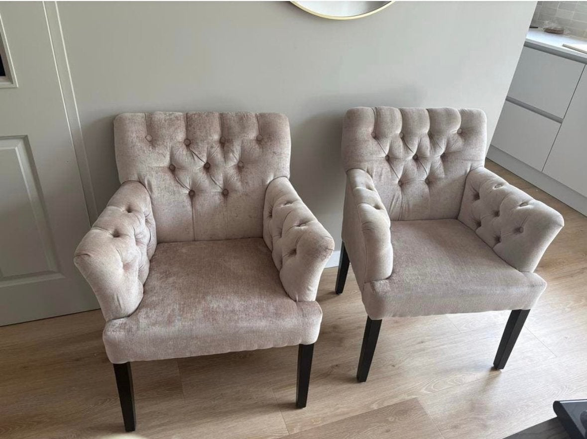 5 beige eetkamerstoelen van Rofra, Ophalen, Gebruikt, Stof