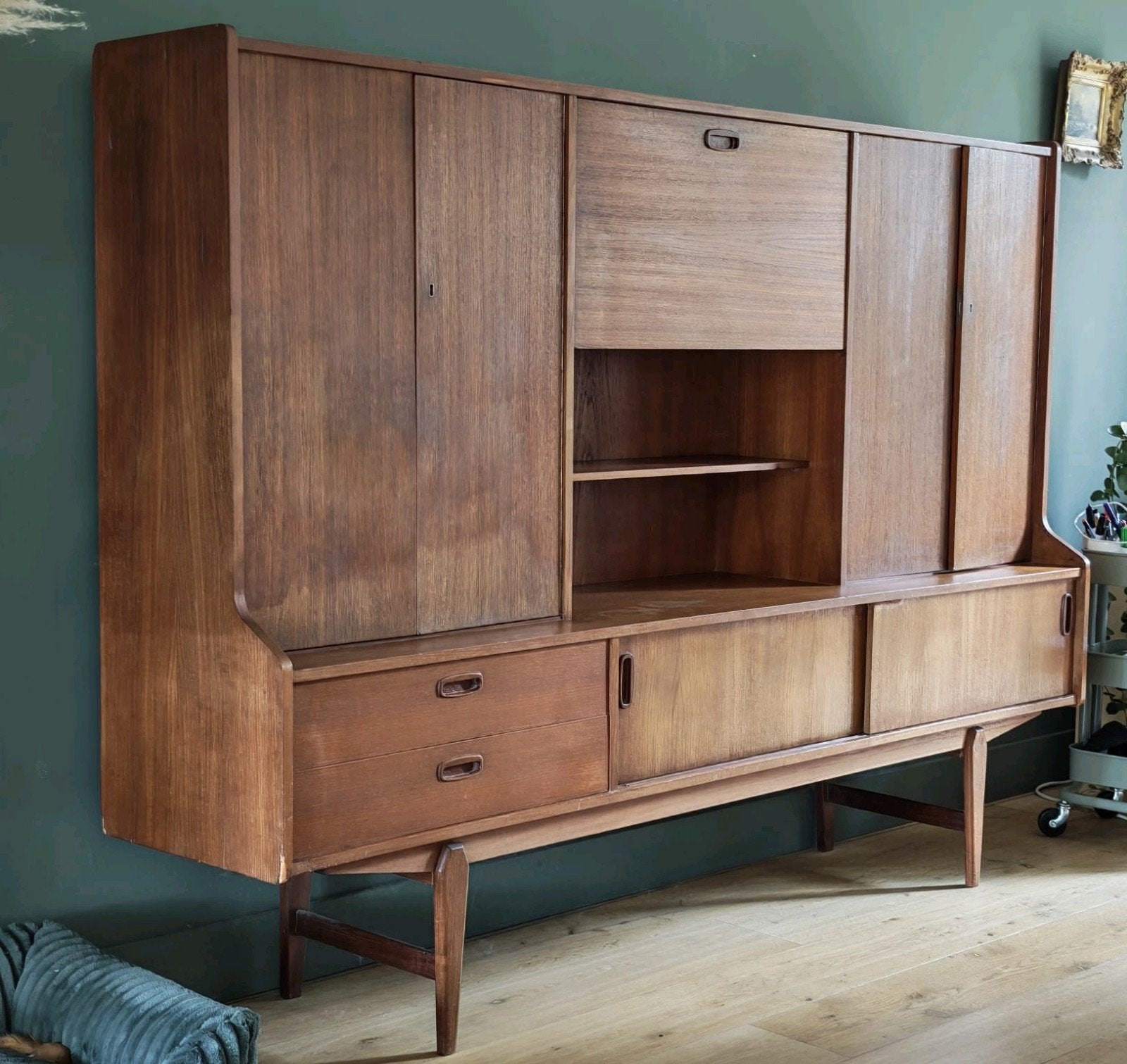 Vintage highboard kast - midcentury - 200cm, Huis en Inrichting, Ophalen, Gebruikt, 100 tot 150 cm, 25 tot 50 cm