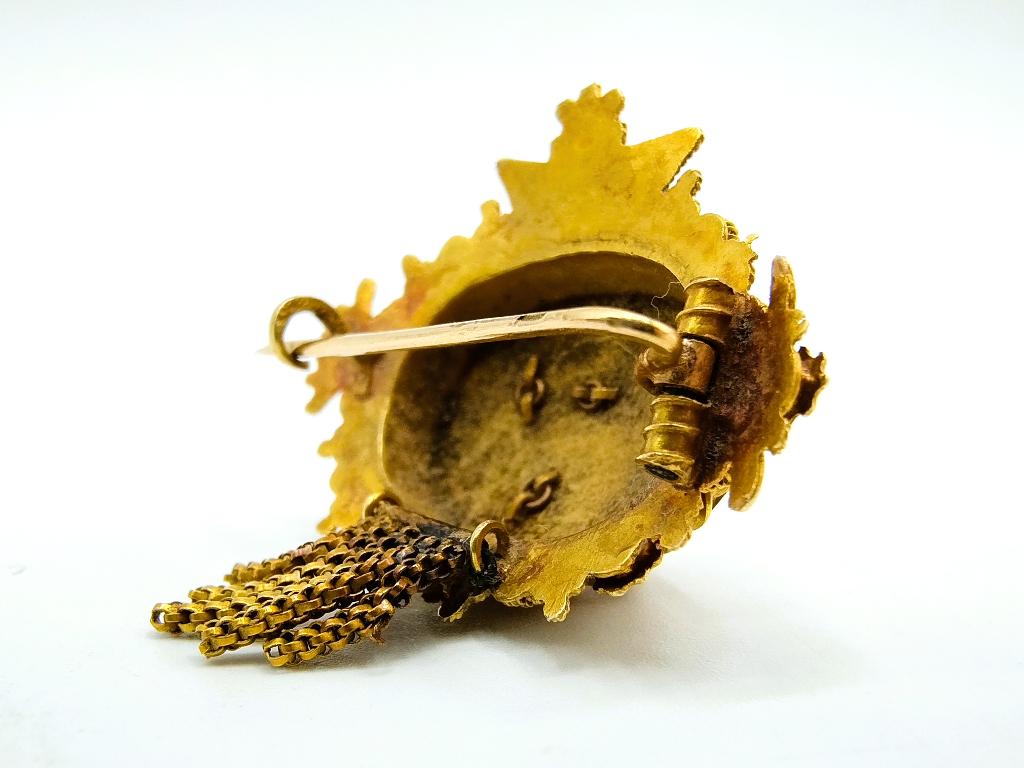 Gouden broche, klederdracht, 19e eeuws, Sieraden, Tassen en Uiterlijk, Antieke sieraden, Verzenden, Goud, Broche