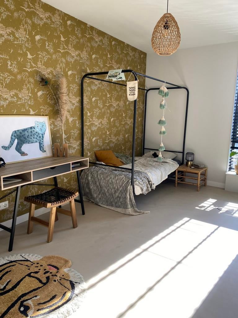 Vt wonen Bunk Hemelbed - Zwart Metaal - 190x205x165, Ophalen, Gebruikt, Eenpersoons, Zwart
