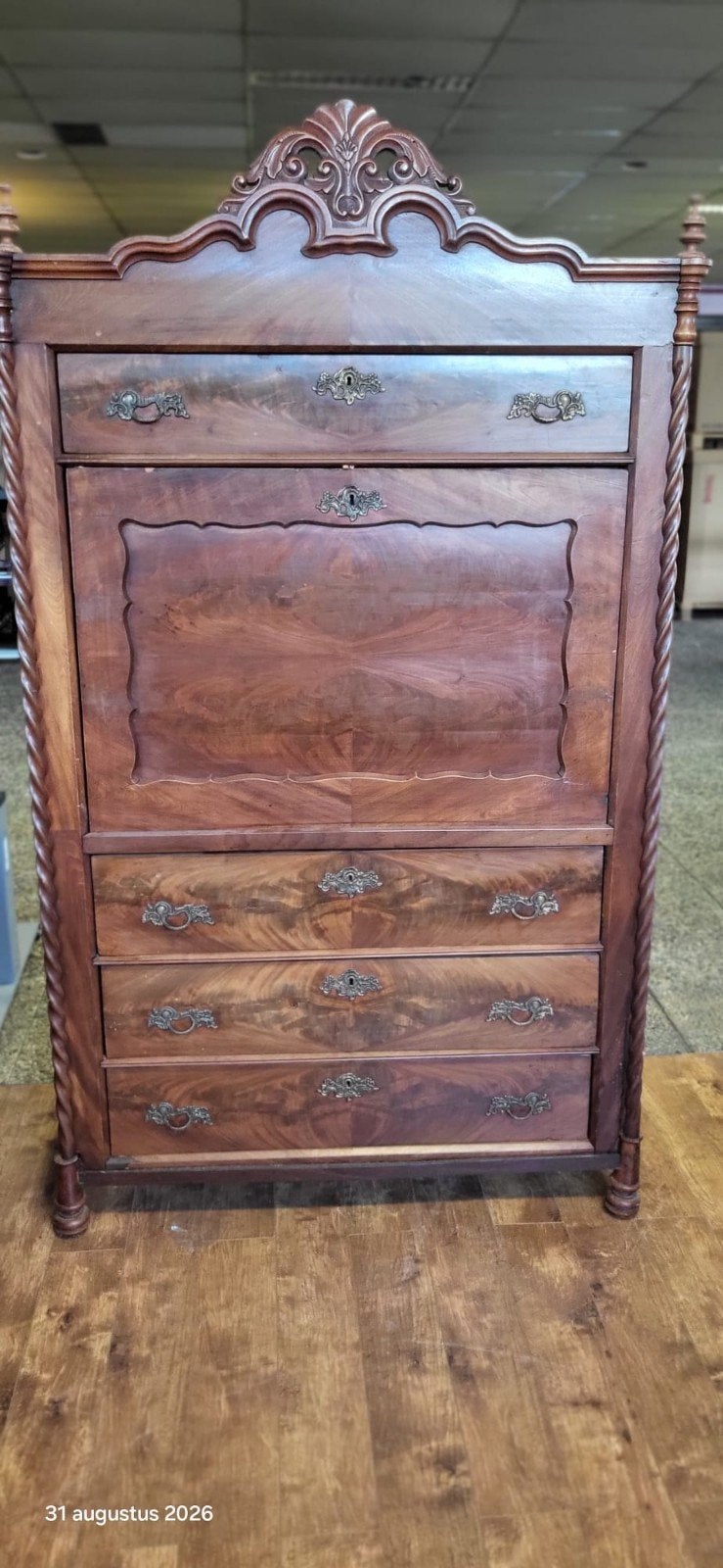Antiek secretaire bureau met lades en opbergruimte, Antiek en Kunst, Ophalen