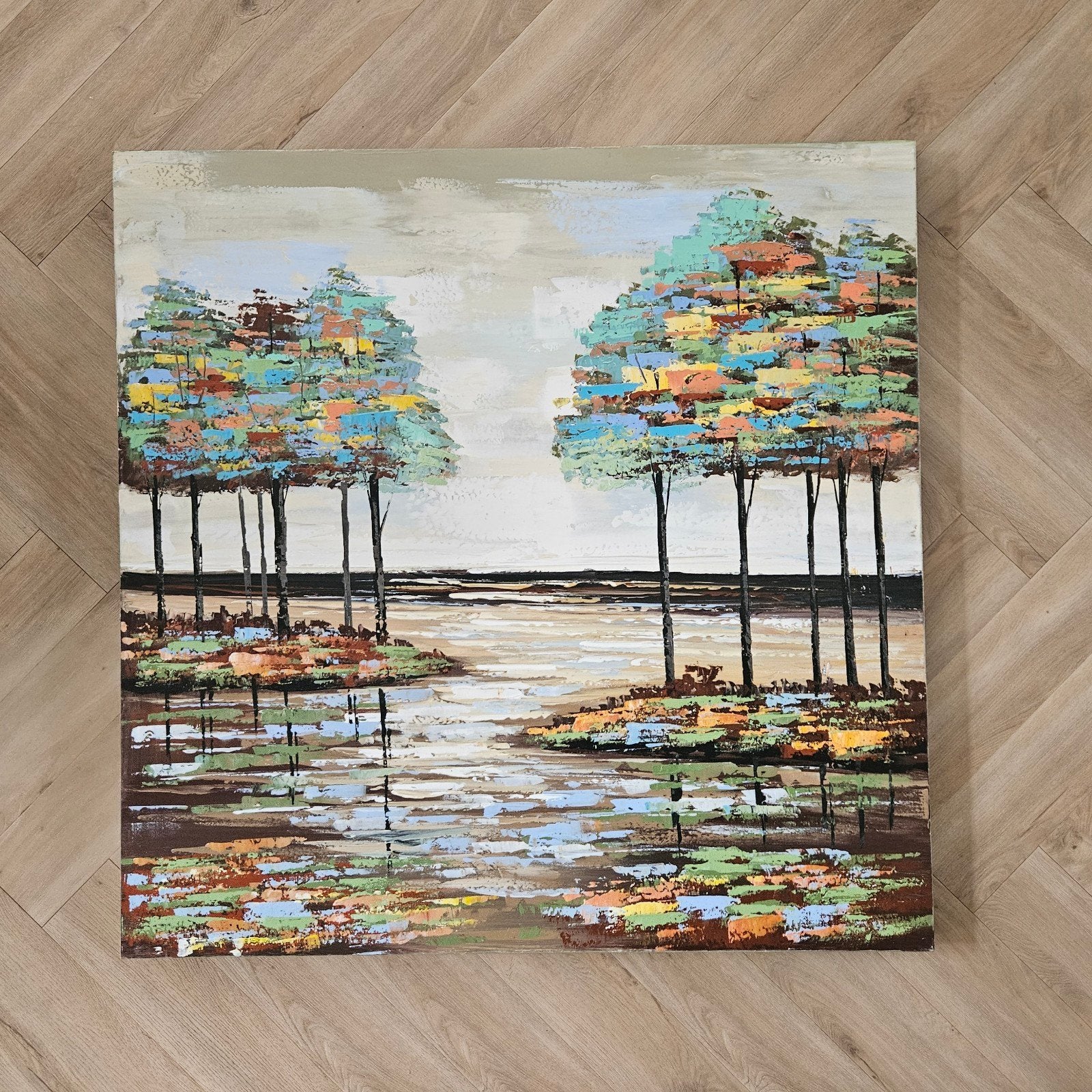Schilderij, natuur, bomen, canvas, vierkant!, Ophalen