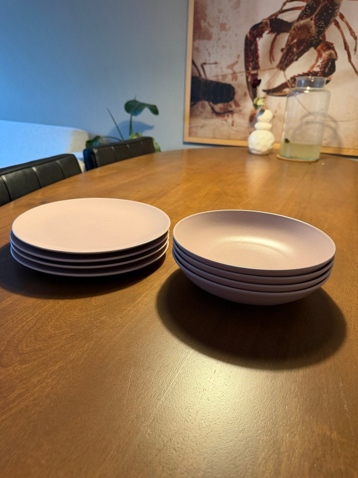 IKEA Oud Roze Servies: 4 Platte & 4 Diepe Borden, Ophalen, Gebruikt, Keramiek, IKEA