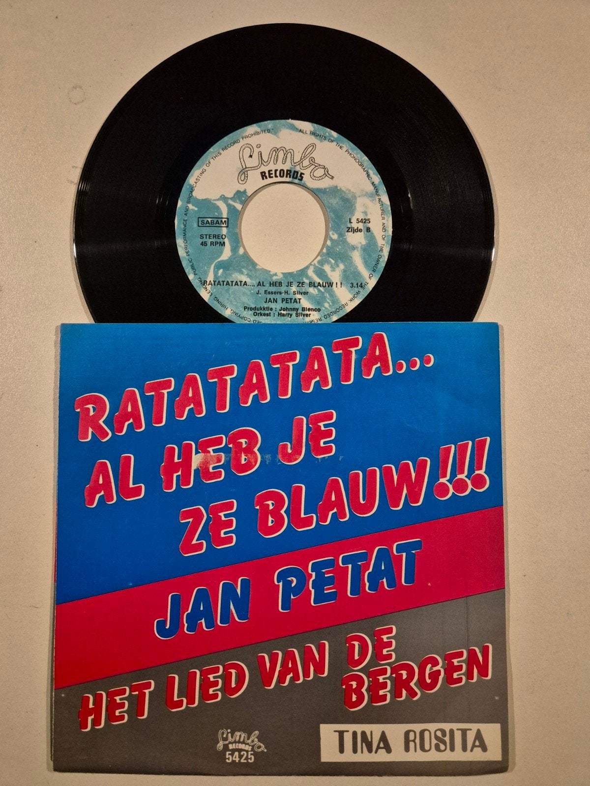 Jan Petat-Ratatatata....al heb je ze blauw, Cd's en Dvd's, Vinyl Singles, 7 inch, Single, Ophalen of Verzenden, Zo goed als nieuw