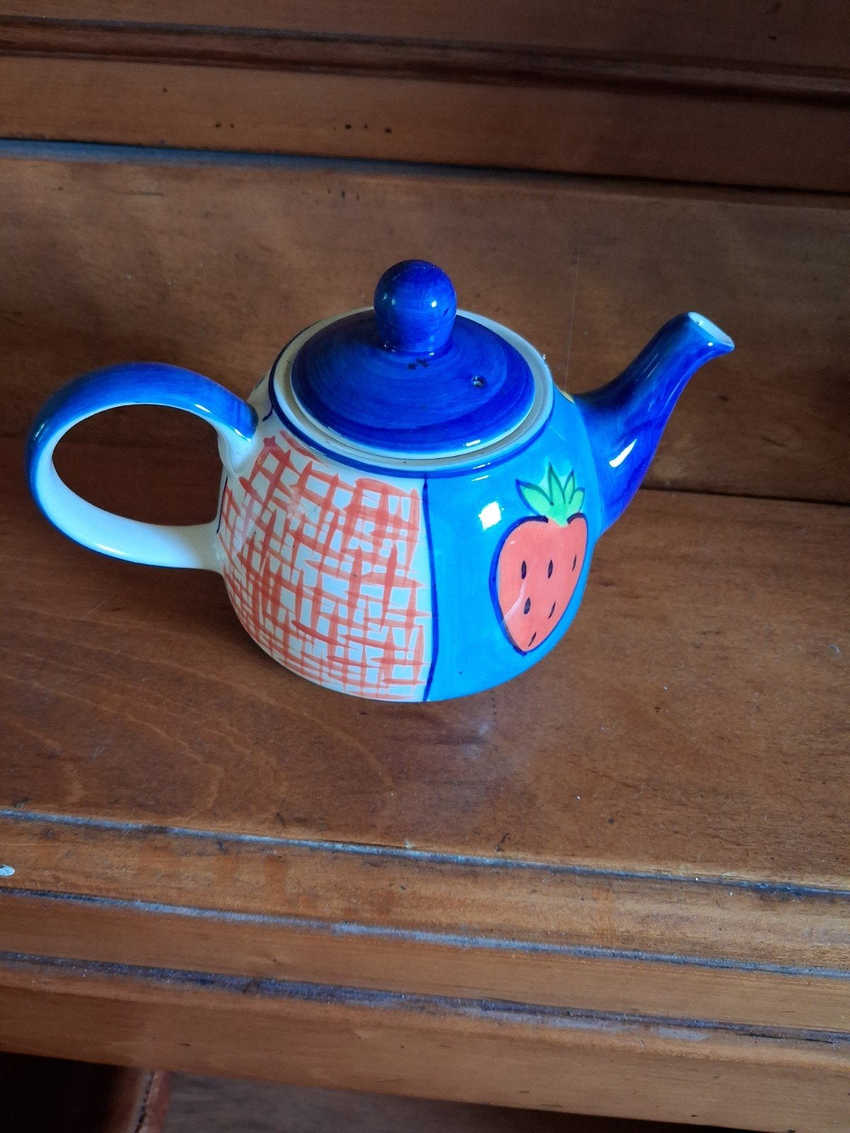 Leuke theepot met fruitmotief, Gebruikt, Overige merken, Keramiek, Ophalen of Verzenden