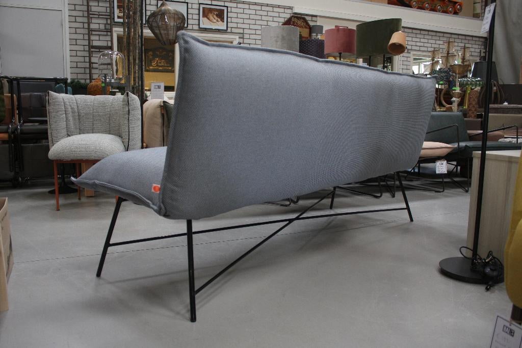 Luxe eetkamerbank tuinbank VIDAR Jess Design metaal stof, Ophalen, Blauw, Zo goed als nieuw, Stof
