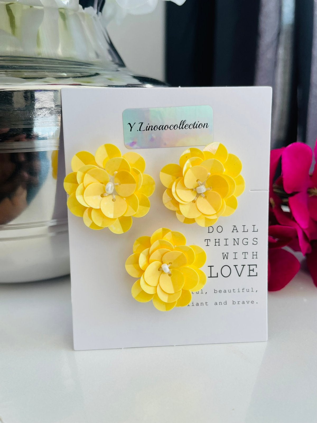 Mango yellow flower hair jewels magnets, Verzenden, Nieuw