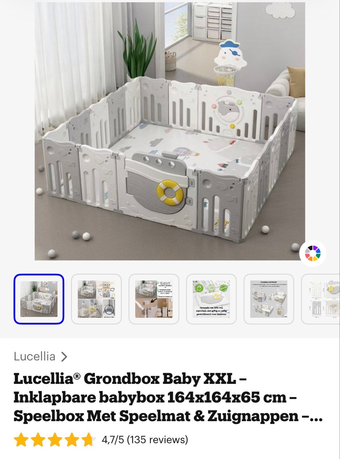 Lucellia Grondbox Baby XXL - Speelbox met Speelmat, Ophalen of Verzenden, Zo goed als nieuw