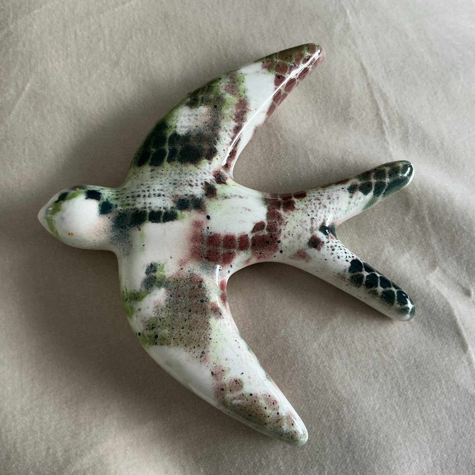 Keramische zwaluw wanddecoratie - P.Lika Art, Geglazuurd, Minder dan 20 cm, Ophalen of Verzenden, Wanddecoratie