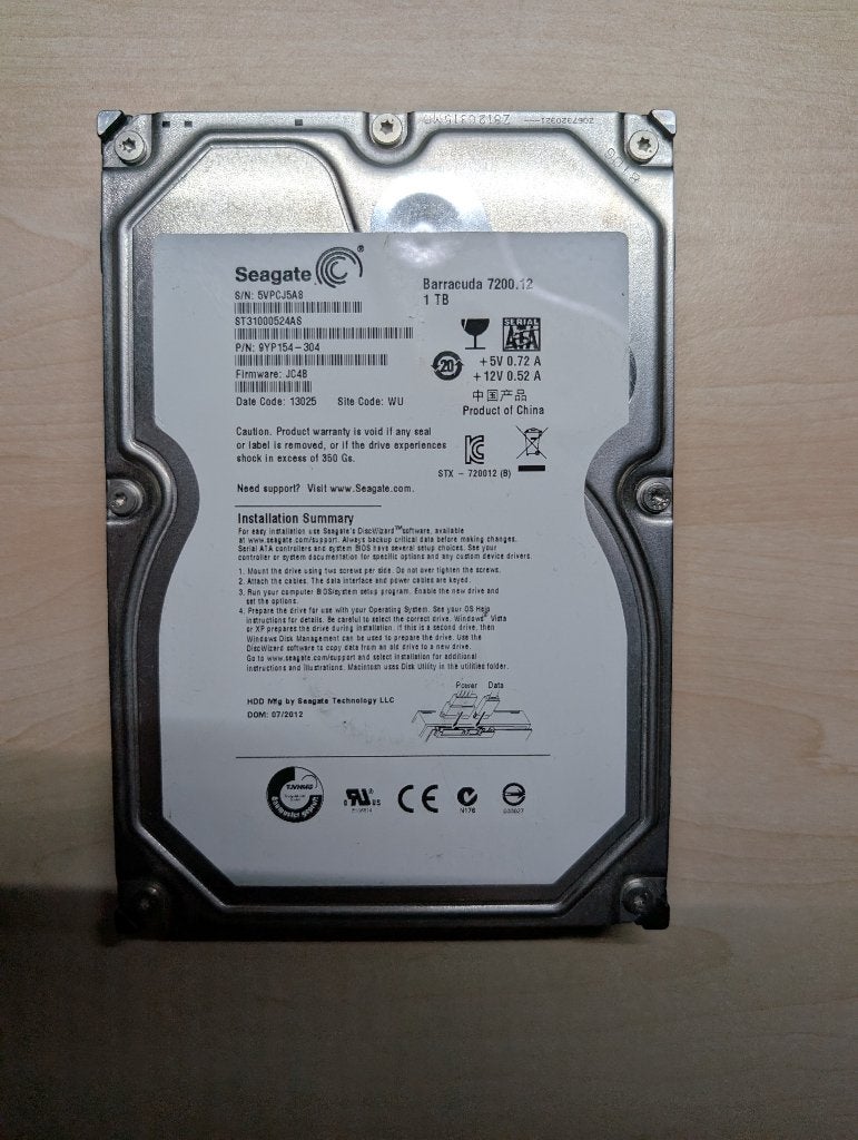 Seagate Barracude 1TB 3.5" HDD, Intern, Gebruikt, Ophalen of Verzenden, 1TB