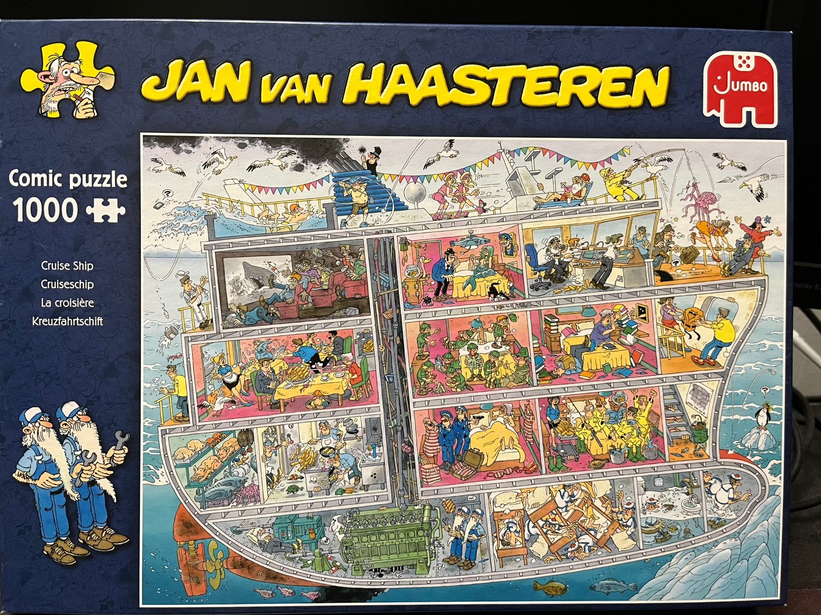 Cruiseschip - Jan van Haasteren puzzel 1000 stukjes, Ophalen of Verzenden, 500 t/m 1500 stukjes, Zo goed als nieuw