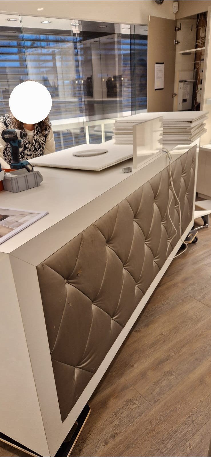 Receptiebalie/toonbank- Wit met Grijs/taupe