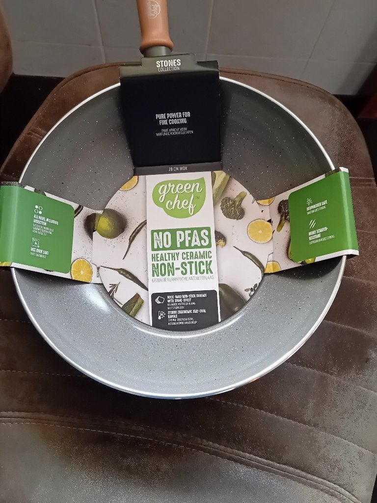 GREENCHEF 28CM WOKPAN, Huis en Inrichting, Keuken | Potten en Pannen, Ophalen, Overige materialen, Nieuw, Keramische plaat