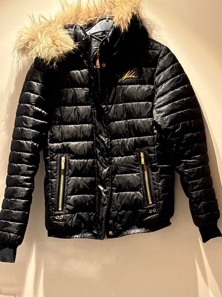 Nickelson Zwarte Winterjas met Bontkraag - Maat M, Ophalen, Zo goed als nieuw, Maat 38/40 (M), Zwart