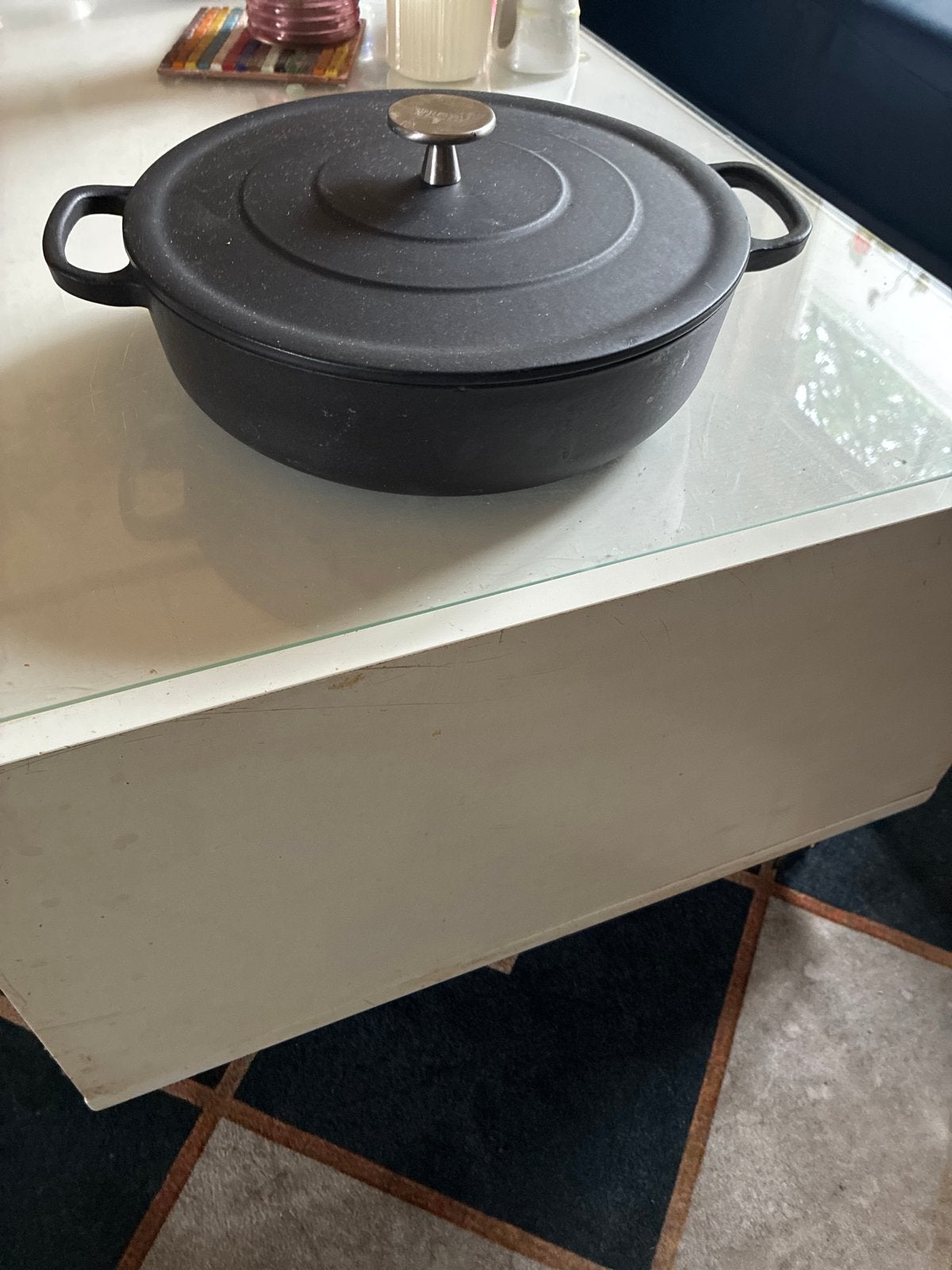 Zwarte gietijzeren braadpan met deksel, Gebruikt, Met deksel, Ophalen of Verzenden, Overige merken